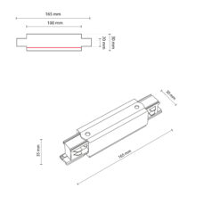 TRACER TRÓJOBWODOWY BLACK ŁĄCZNIK PROSTY Z PODŁĄCZENIEM ZASILAJĄCYM