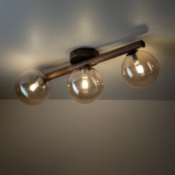 ESTERA WOOD ORZECH BURSZTYN LAMPA SUFITOWA 3XG9