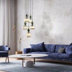 SOPHIA GREEN COGNAC LAMPA WISZĄCA 5XE14