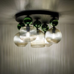 SOPHIA GREEN COGNAC LAMPA SUFITOWA 5XE14